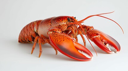 A Cooked Lobster with Large Claws on a White Background