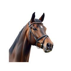 Fototapeta premium Portrait of a Bay Horse with Bridle