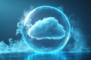 A cloud is inside a clear sphere