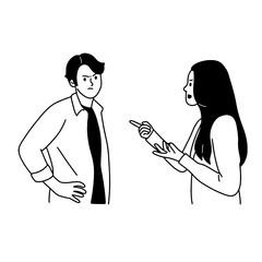 Men and women fighting