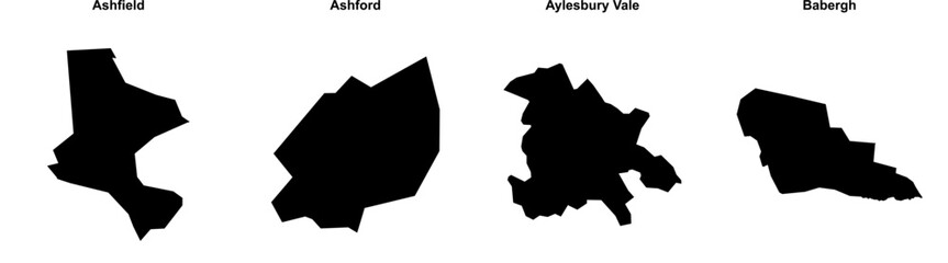 Ashfield, Ashford, Aylesbury Vale, Babergh outline maps