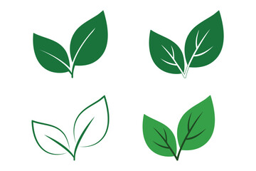 Green leaves collection. Green leaf icons.