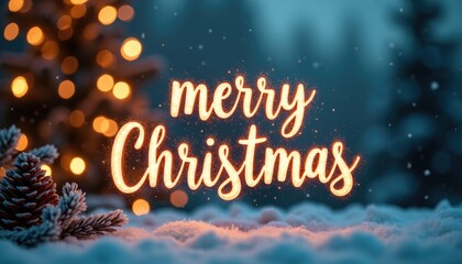 Christmas gift card poster with text Merry Christmas.