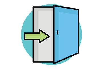 Entrance icon. colored outline icon style. open door with arrow. hotel elements vector illustration