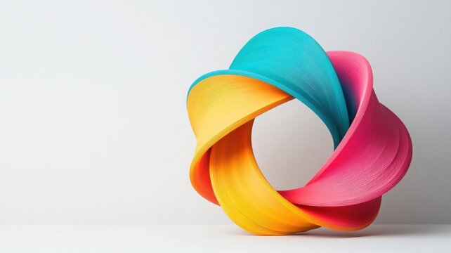 Colorful abstract swirl design on white isolated background.