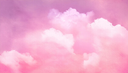 fantasy cloudy sky with pastel gradient color and grunge paper texture background; abstract pink watercolor concept