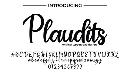 Plaudits Font Stylish brush painted an uppercase vector letters, alphabet, typeface