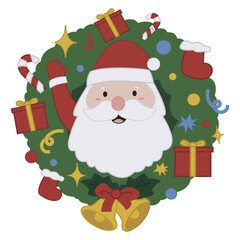 Santa Claus with Christmas wreath