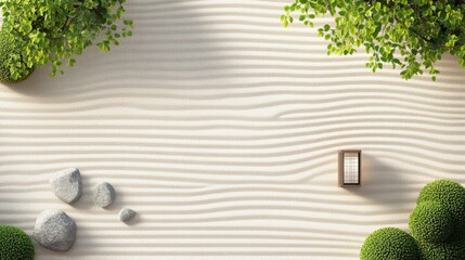 Fototapeta premium A calming illustration of a zen garden with meticulously raked gravel and a lone stone lantern, representing tranquility and balance.