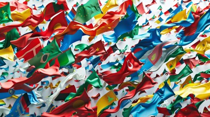 A colorful flag with many different colors and patterns
