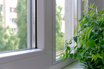 Obraz premium close up of pvc window frame