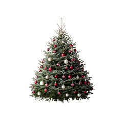 Decorated Christmas Tree with Red and White Ornaments