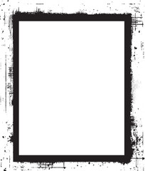  A square vintage  grunge frame with black and white paint, Vintage grunge border black and white square  frame with a white background,  A square vintage photo frame,  grunge frame