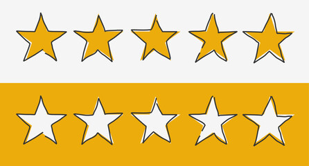 The images of the star are specially drawn in the form of doodles. Drawing with a computer mouse. A set of elements.