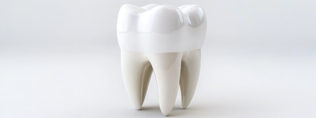 White Tooth on Solid Background, Symbol for Dental Care and Crowns