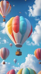Fototapeta premium Enchanting Aerial of Colorful Hot Air Balloons Floating in the Whimsical Sky