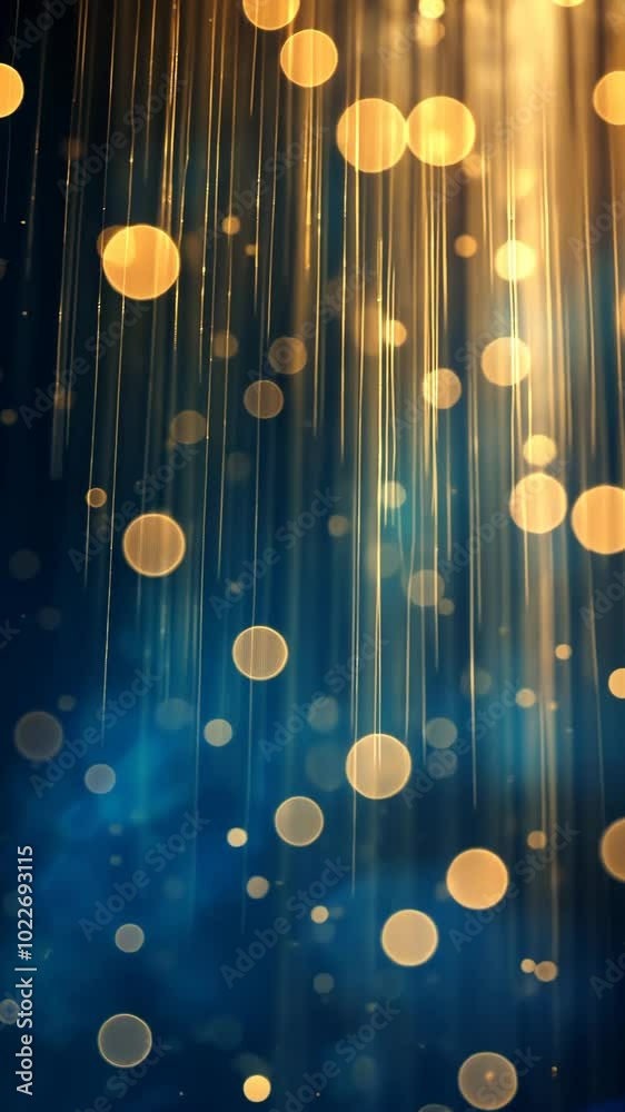 Poster abstract background with golden light bokeh and blue gradient, festive atmosphere concept