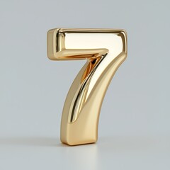 Glisten and Glow: A Captivating Golden Number Seven Shines Brightly on a Soft Gray Background