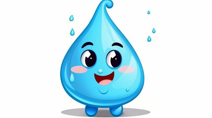 A cartoon character with a blue water droplet on its head