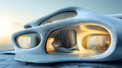 Futuristic Home with Unique Sel Material Walls