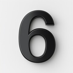 Sleek and Modern 3D Black Number Six Against Clean Background for Contemporary Design Inspiration