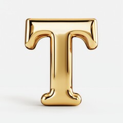 A Gleaming Golden Letter 'T' Captivatingly Stands Out Against a Minimalist Background That Enhances Its Elegant Design and Luster