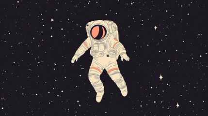An astronaut floats in space, surrounded by twinkling stars.