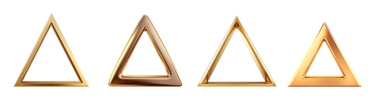 Four elegant golden triangle frames with different styles and shades.