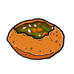 Pani Puri (Golgappe) an Indian street food.PNG image with transparent background.Pani puri 2d icon.Indian food.