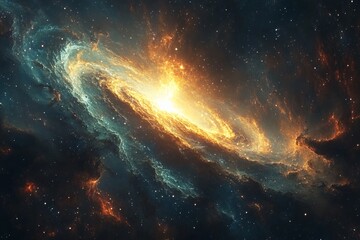 Fototapeta premium Cosmic Impressions of Dark Matter and Twisting Galaxies