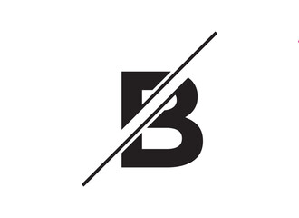 Dynamic Letter B Monogram with Diagonal Cut Out Slash – Bold and Modern Logo Design Vector