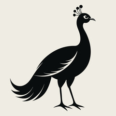 Peahen bird silhouette vector art and illustration