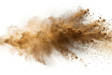 Airborne Dust on White Background. Floating Dust Particles Image. Dust Motion Photography Isolated. White Background Dust Particles Display. Dust Clouds in Flight Image.