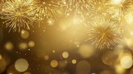 Fototapeta premium Stunning Fireworks Display for New Year's Celebration with Golden Sparks and Vibrant Background