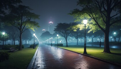 Anime City Park at Night