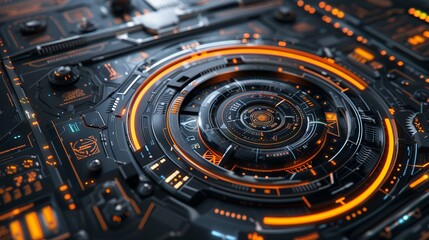 Futuristic HUD interface with global network connections in 3D digital illustration showcasing advanced technology and data visualization