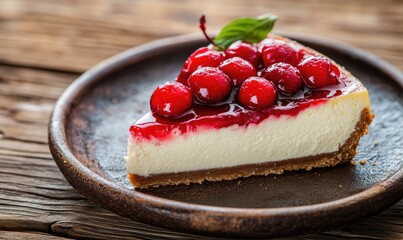 A slice of cheesecake with berries on top