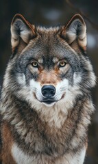 Fototapeta premium Close-up portrait of a wolf with piercing eyes.