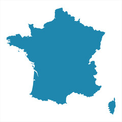 Abstract - High Detailed blue Map of France isolated on white background. for your web site design map logo, app, Travel. Vector illustration eps10.