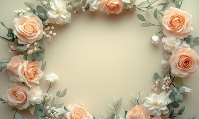 A beautiful bouquet of roses and white flowers arranged in a circle