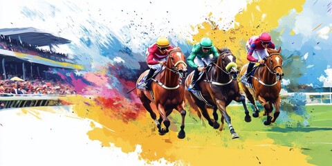 Minimalist Background of Geelong Cup Race: Fast-Paced Holiday Vibes with Orange Sky and Waves Pounding the Shores of Australia





