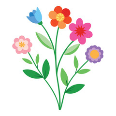 Spring flowers colorful watercolor painting vector illustration