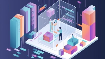 A man and a woman are standing in front of a box