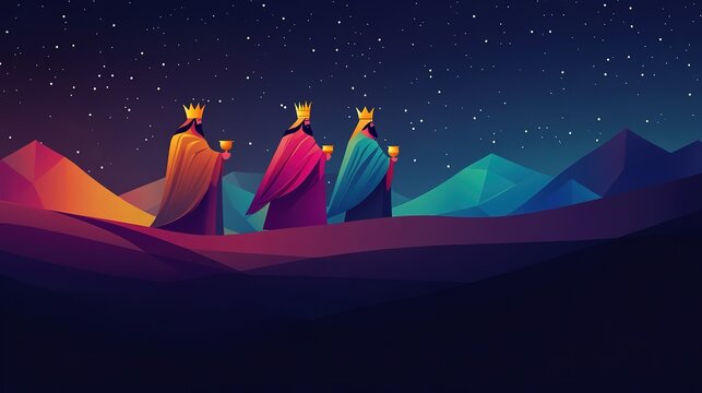 Background of Epiphany,Reyes Magos Ilustration Christmas，generated with AI.
