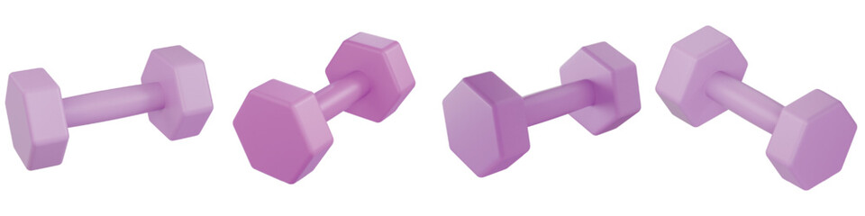 3D Pink Dumbbell Isolated with Transparent Background