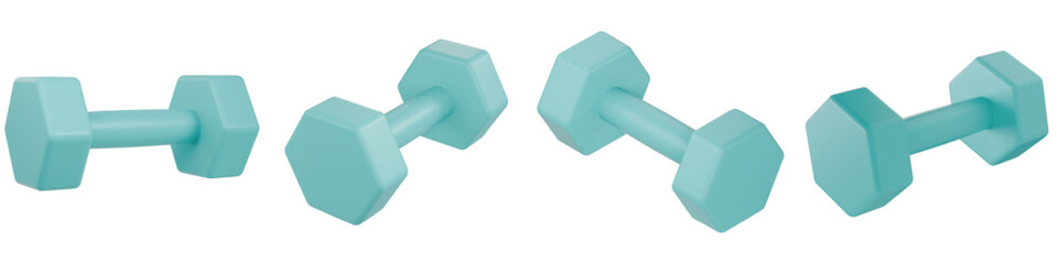 3D Blue Dumbbell Isolated with Transparent Background
