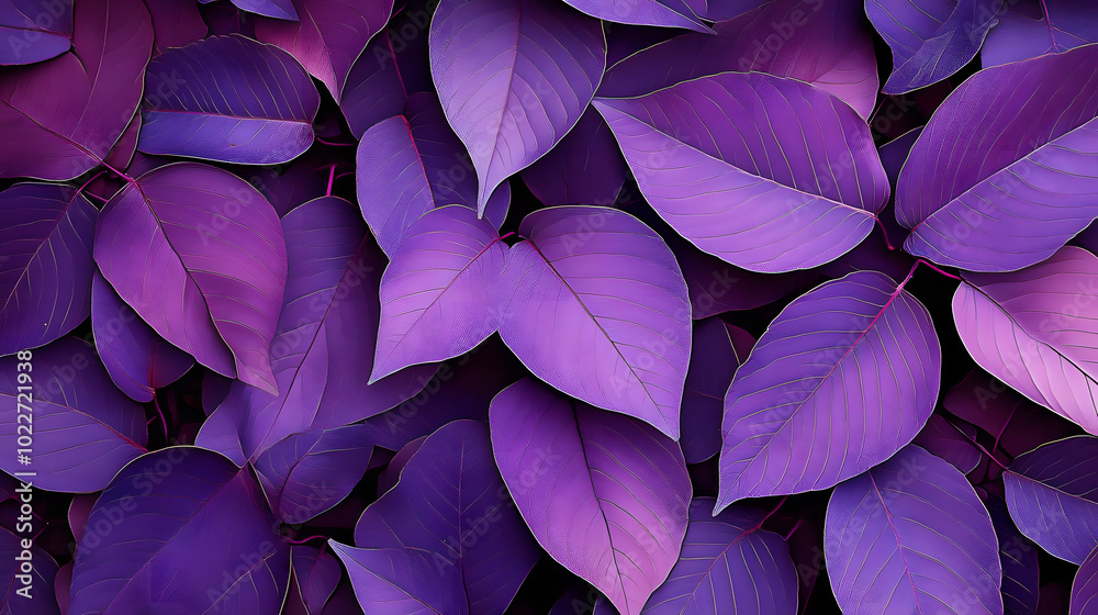 Sticker A group of adjacent purple leaves on top of a bed of adjacent purple leaves