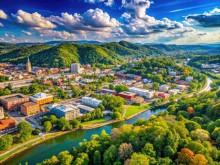 Obraz premium Scenic View of Bristol Tennessee with Beautiful Landscape and Clear Blue Skies in the Background