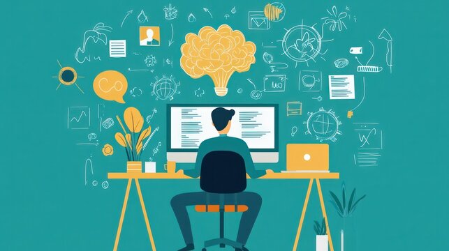 Companies supporting neurodiversity in remote work illustrated with flexible, inclusive practices that promote productivity and collaboration, illustrations