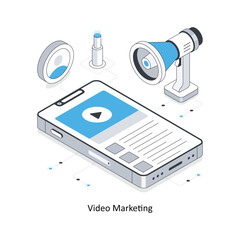 Video Marketing isometric stock illustration. EPS File stock illustration